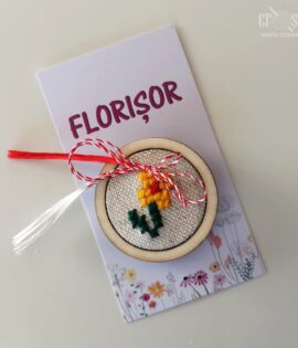 Martisor traditional cusut manual - Floare galbena de leac